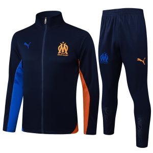 Ensemble Complet Vêtements De Sport Con Zip Larga Marseille 2024 2025 Bleu Marine
