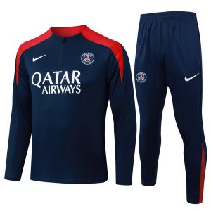 Ensemble Complet Sweat d'entraînement Paris Saint Germain 2025 2026 Bleu Marine Rouge